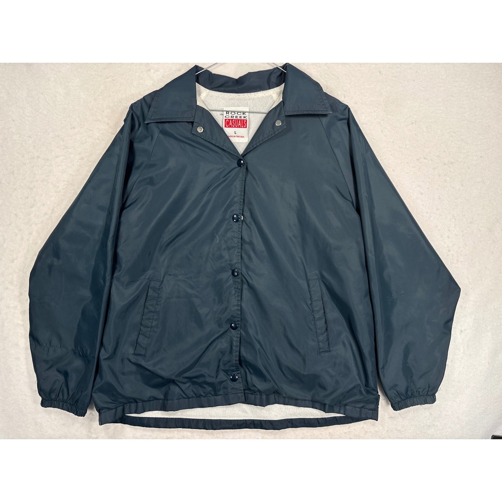 Vintage Rock Creek Casuals Navy Blue Windbreaker Jacket Made in USA Large